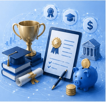 Student writing scholarship application